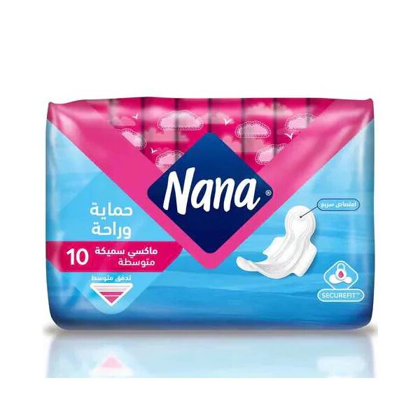 نانا فوط صحية ماكسي سميكة متوسطة 10 قطع